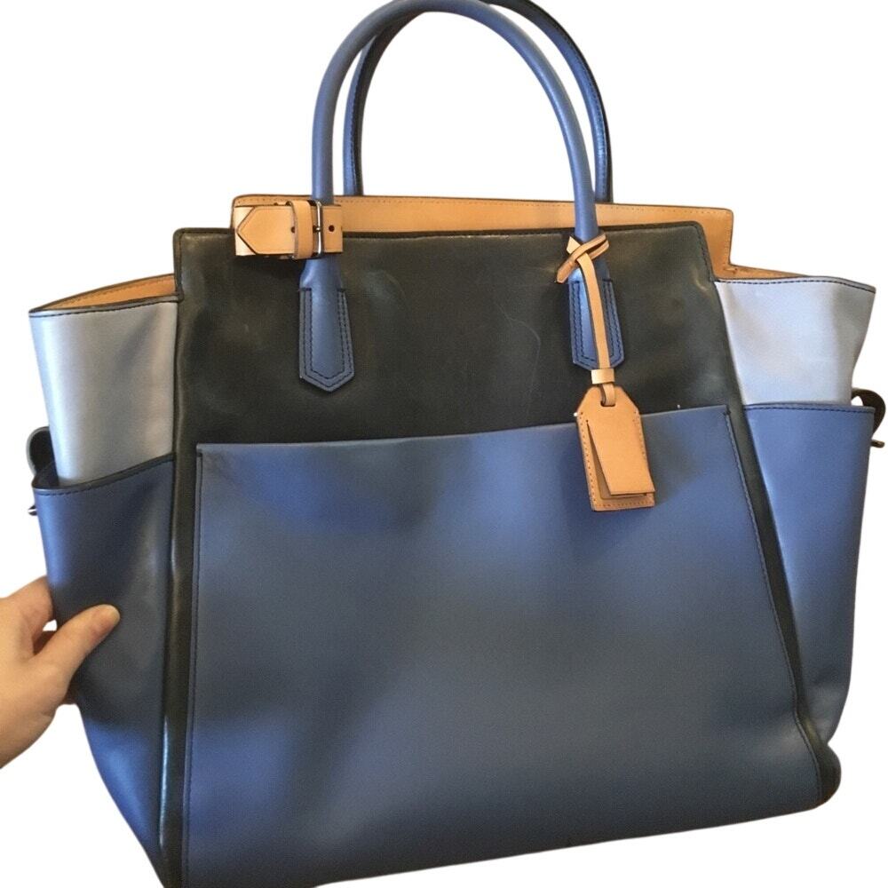 Reed Krakoff Atlantique Large Leather Blue Tote *Authentic